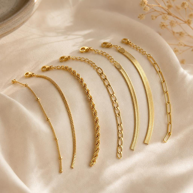 Figaro Gold Bracelet Set