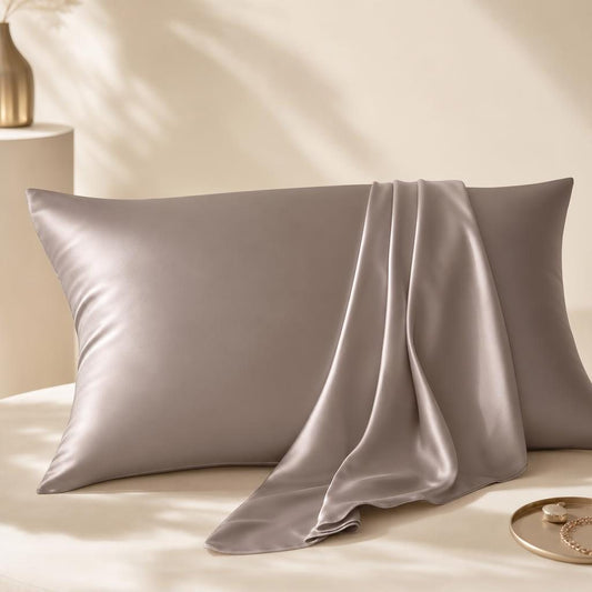 Mulberry silk pillowcase in taupe